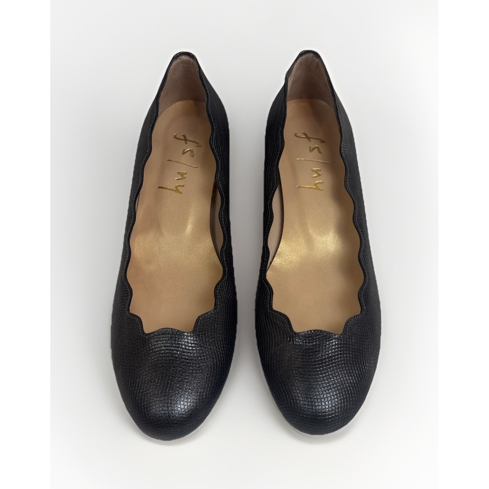 French Sole NY Maya Grey Pebble Jigsaw Wedge Leather Heels Women's Size 6M